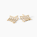 Boucles D'Oreilles Pendantes Eclat D'Etoile Argent Dor&eacute; A L'Or 750/1000 Oxyde De Zirconium - Boucles d'oreilles pendantes Femme | Histoire d&rsquo;Or