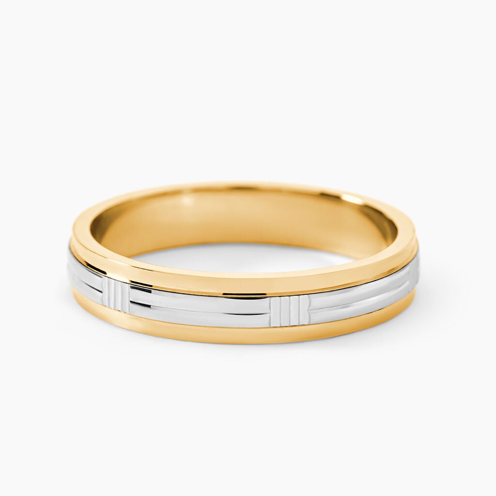 Alliance Or Bicolore Jaune / Blanc Sequana - Alliances 18 carats Unisex | Histoire d&rsquo;Or