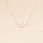 Collier Evren Argent Blanc Quartz Rose - Ras de cou Femme | Histoire d&rsquo;Or