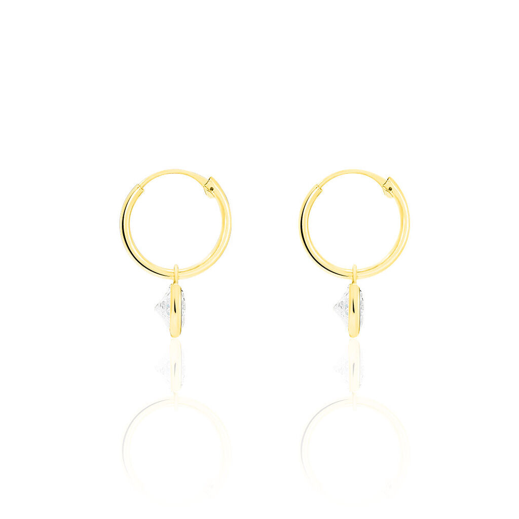 Boucles D'oreilles Chayma Or Jaune Oxyde De Zirconium - Boucles d'oreilles créoles Femme | Histoire d’Or
