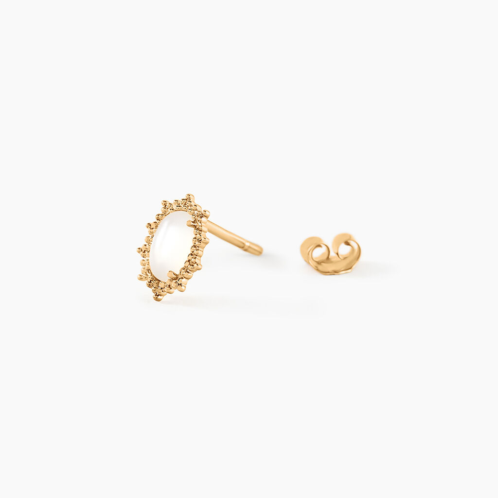Boucles D'oreilles Puces Vintage Love Plaqué Or Jaune Pierre De Lune - Boucles d'oreilles fantaisie Femme | Histoire d’Or