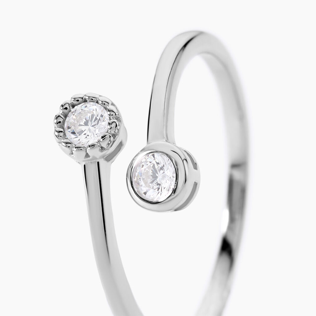 Bague Ajustable Mechte 1 Argent Blanc Oxyde De Zirconium - Bagues avec pierre Femme | Histoire d&rsquo;Or