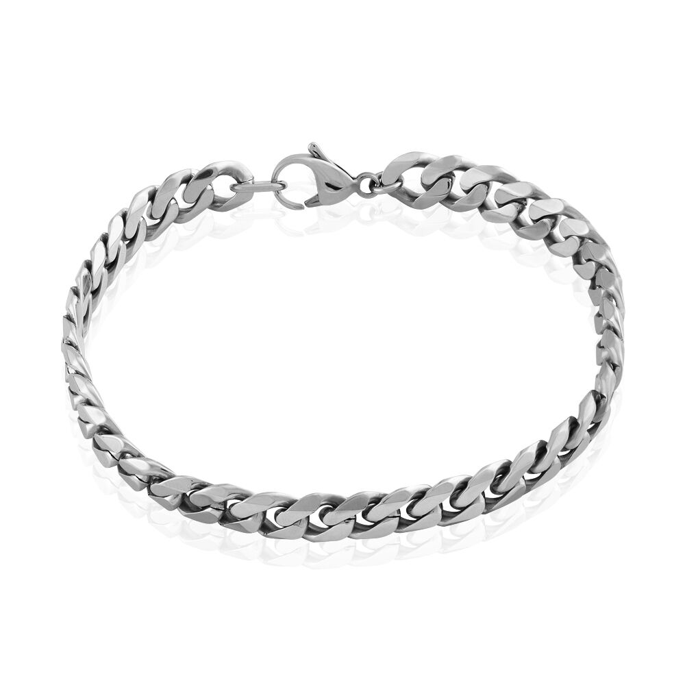 Bracelets fantaisie Acier Gourmette Sans pierre Blanc 21cm - FIBHBW04616 •  Histoire d'Or