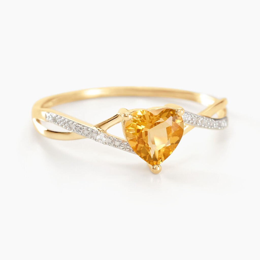 Bague Clothilde Or Jaune Citrine Et Oxyde - Bagues solitaires Femme | Histoire d&rsquo;Or