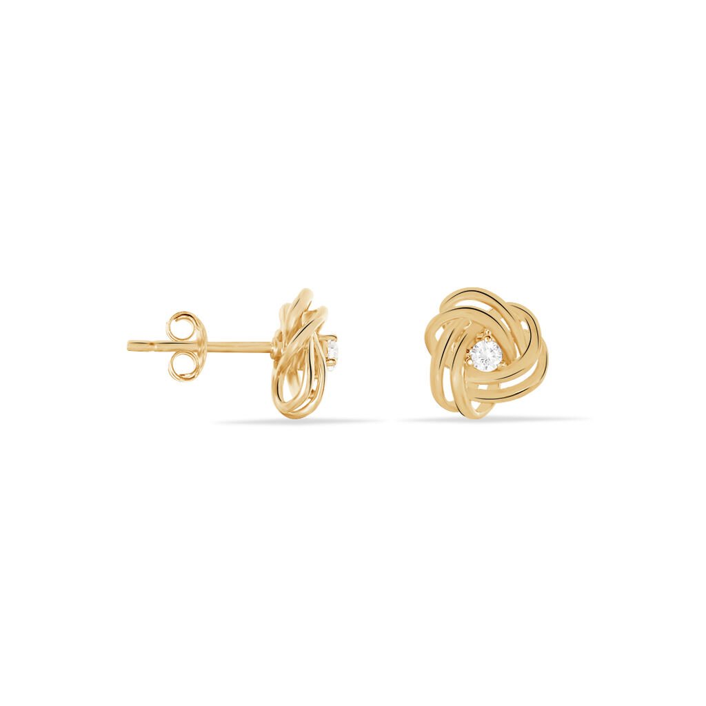 Boucles D'oreilles Puces Iwaki Plaqu&eacute; Or Jaune Oxyde De Zirconium - Boucles d'oreilles fantaisie Femme | Histoire d&rsquo;Or