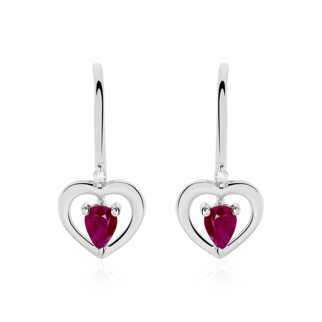 Boucles D'oreilles Danilo Or Blanc Rubis - Boucles d'oreilles pendantes Femme | Histoire d&rsquo;Or