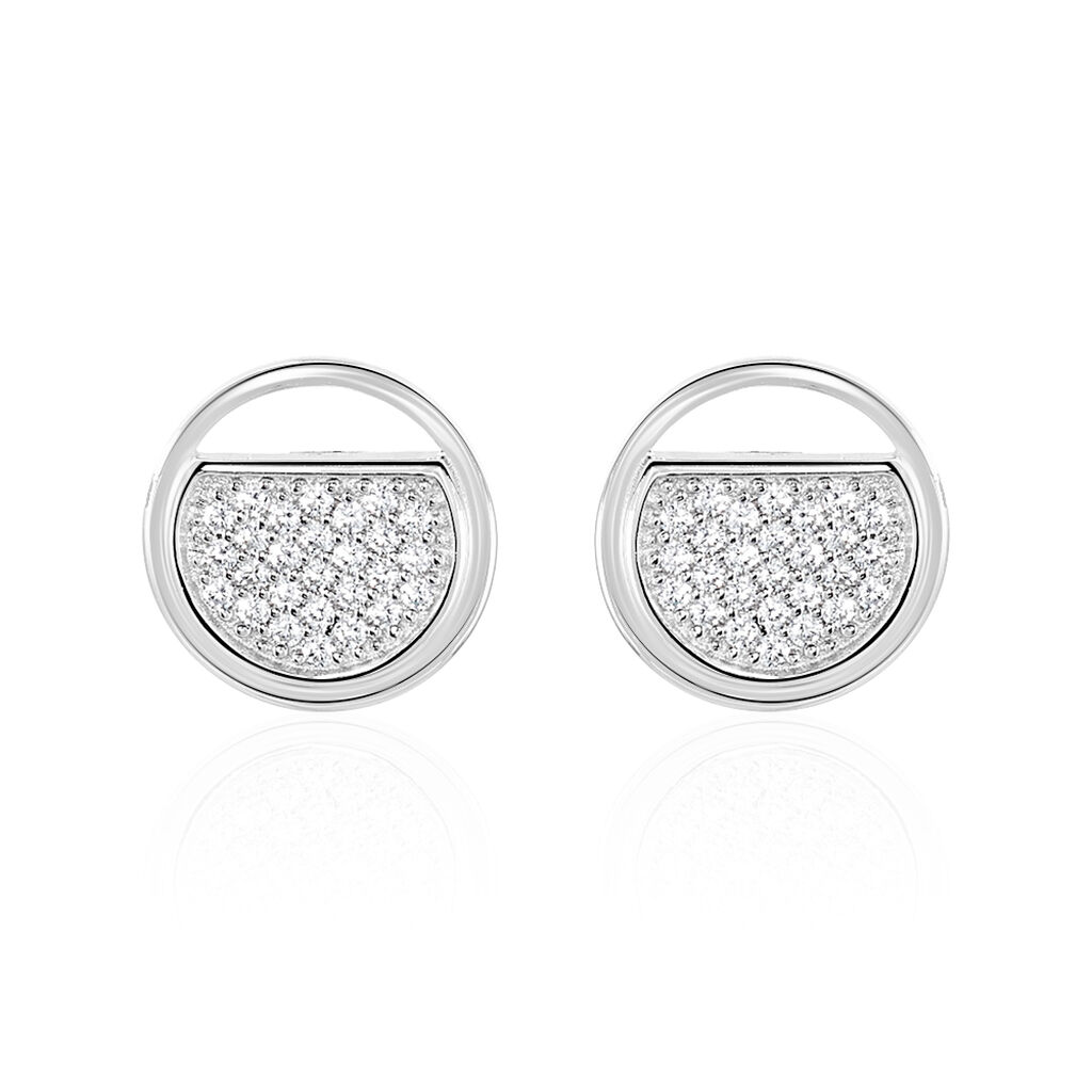 Boucles D'oreilles Puces Laetizia Clara Argent  Oxyde De Zirconium - Boucles d'oreilles fantaisie Femme | Histoire d&rsquo;Or