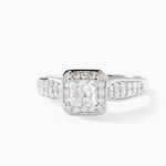 Bague Princessa Platine Blanc Diamant Synth&eacute;tique - Bagues solitaires Femme | Histoire d&rsquo;Or