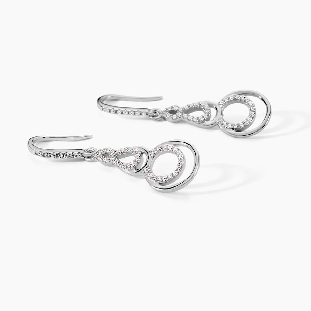Boucles D'oreilles Pendantes Greta Argent Blanc - Boucles d'oreilles fantaisie Femme | Histoire d&rsquo;Or
