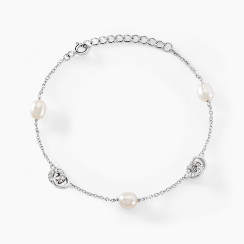 Bracelet Gaetane Argent Blanc Perle De Culture Oxyde De Zirconium - Bracelets Femme | Histoire d&rsquo;Or