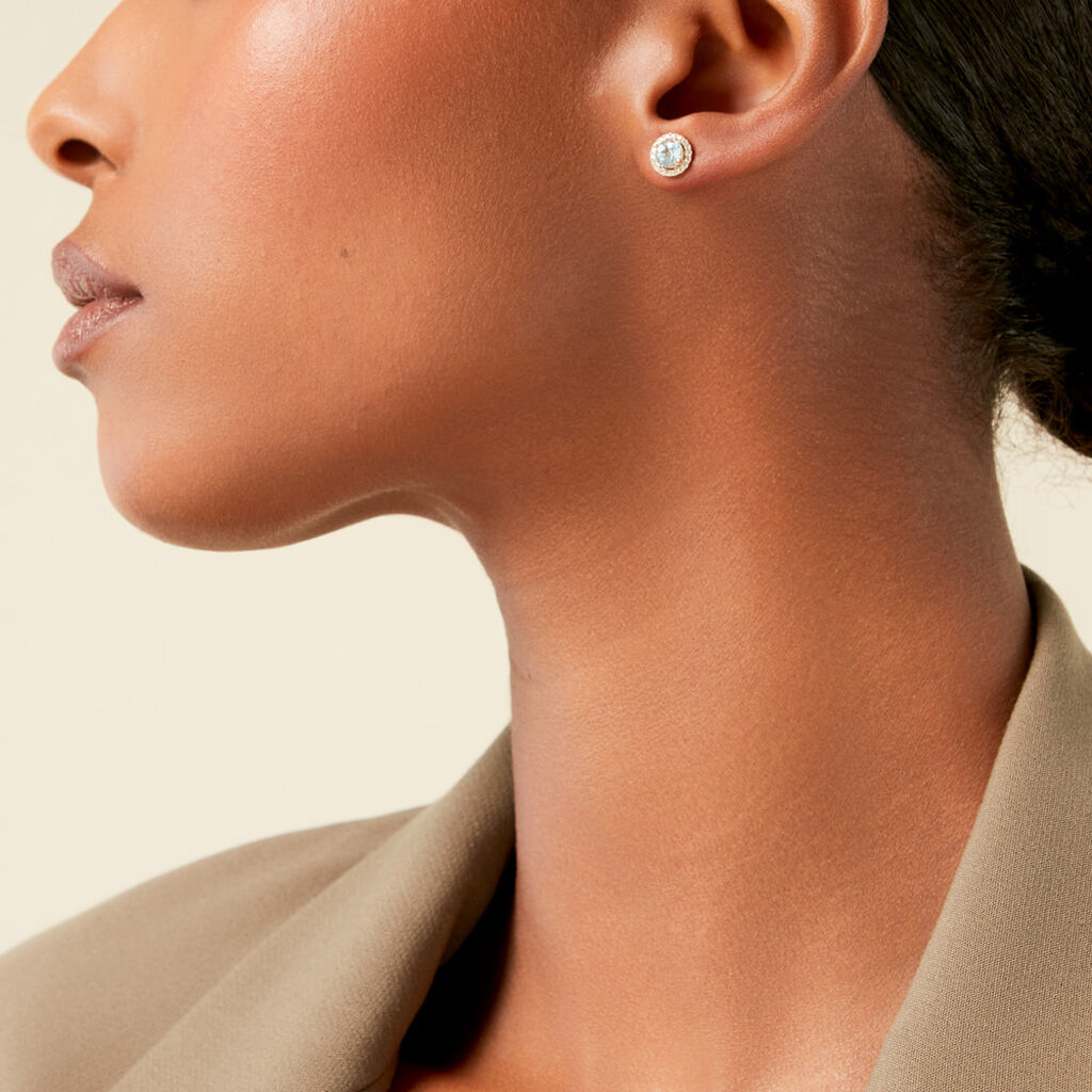 Boucles D'Oreilles Puces Munira Or Jaune Topaze Oxyde De Zirconium - Clous d'oreilles Femme | Histoire d’Or
