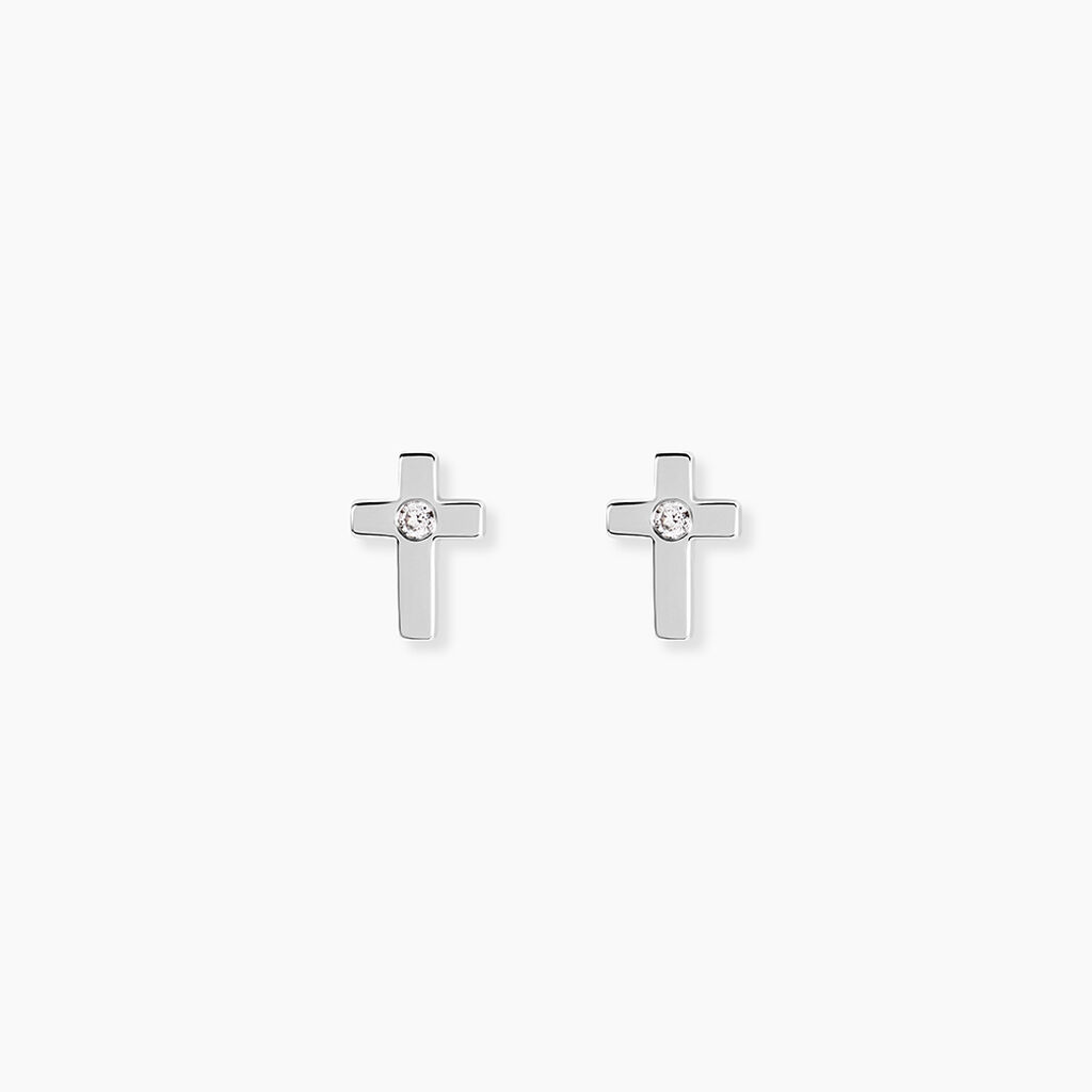 Boucles D'oreilles Puces Laurice Argent Blanc Oxyde De Zirconium - Boucles d'oreilles fantaisie Femme | Histoire d&rsquo;Or