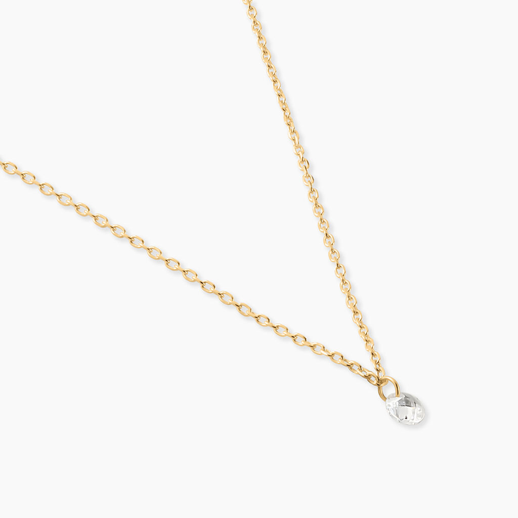Collier Emilee Argent Dor&eacute; A L'Or 750/1000 Oxyde De Zirconium - Colliers fantaisie Enfant | Histoire d&rsquo;Or