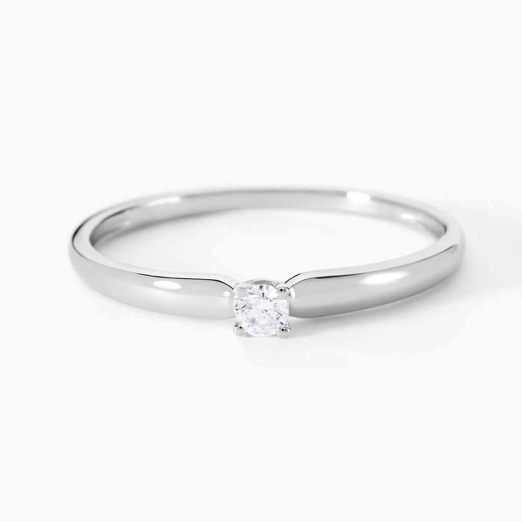 Bague Solitaire Flora Or Blanc Diamant - Bagues solitaires Femme | Histoire d&rsquo;Or