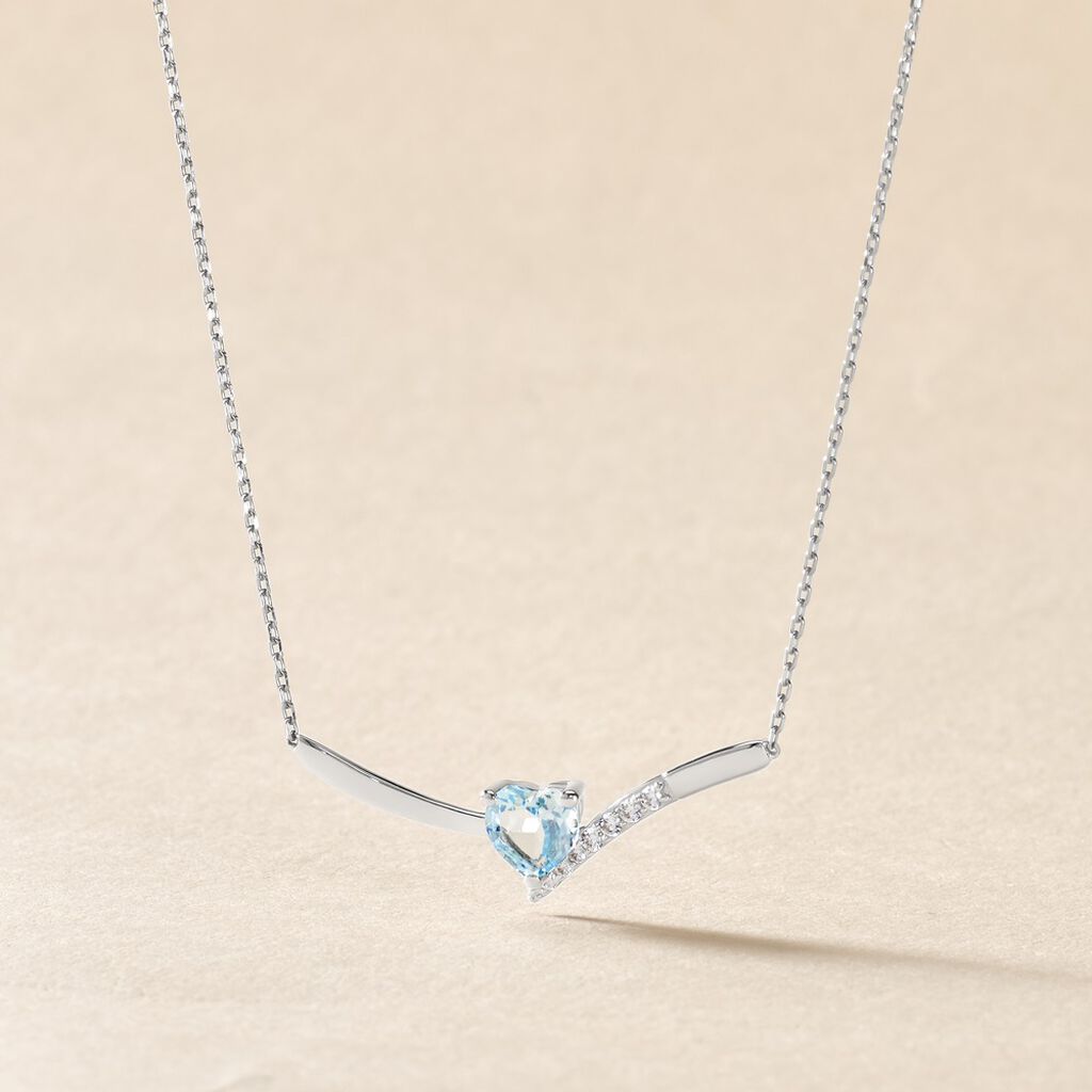 Collier Eva Or Blanc Topaze Et Oxyde De Zirconium - Colliers Femme | Histoire d’Or