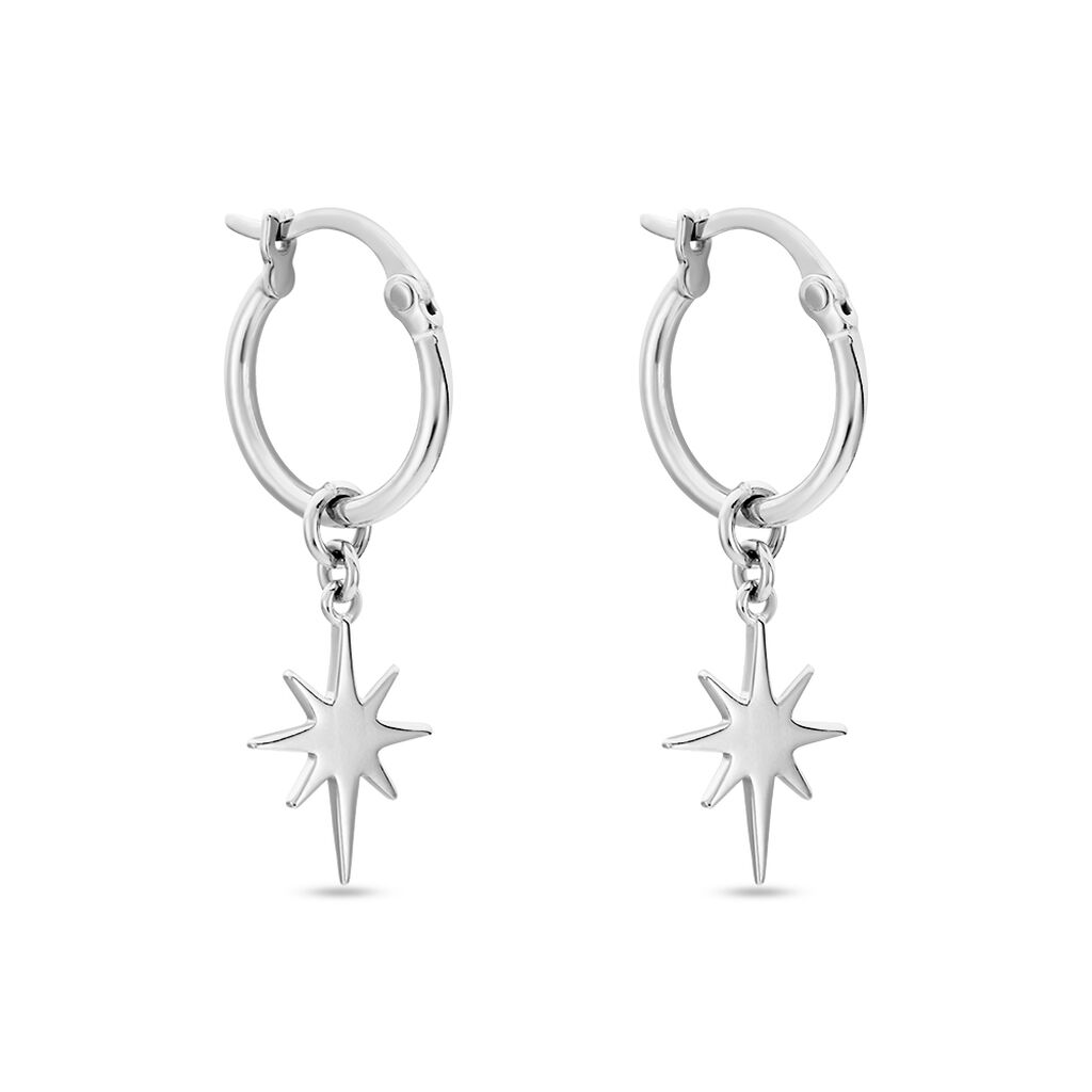 Créoles Pearce Argent Blanc - Boucles d'oreilles créoles Femme | Histoire d’Or