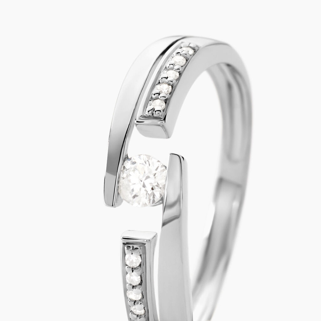 Bague Solitaire Elisa Or Blanc Diamant - Bagues solitaires Femme | Histoire d&rsquo;Or
