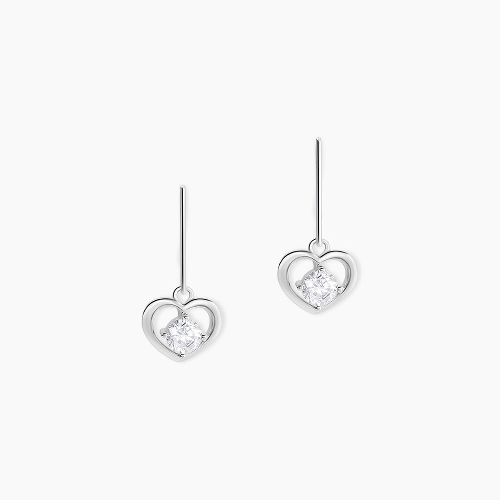 Boucles D'oreilles Pendantes Nalan Argent Blanc Oxyde De Zirconium - Boucles d'oreilles fantaisie Femme | Histoire d’Or