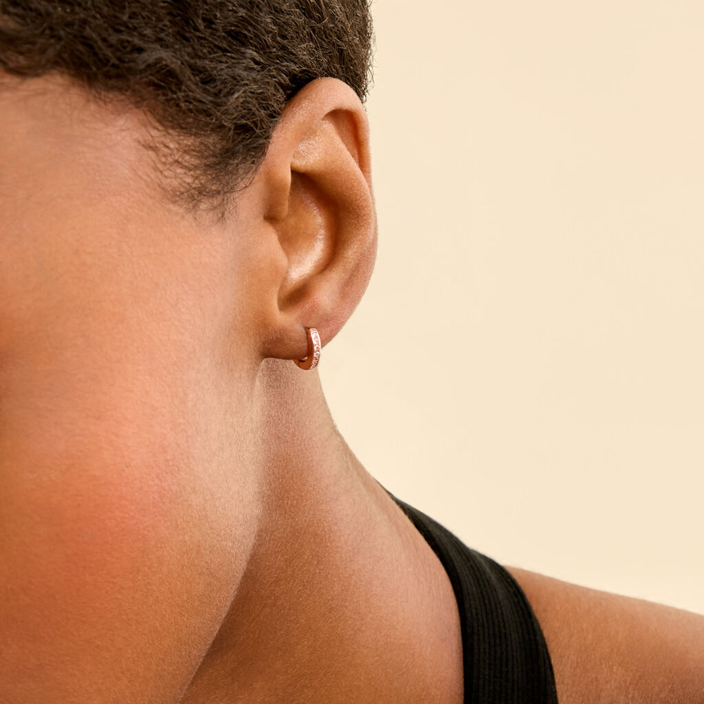 Cr&eacute;oles Rio Argent Rose Oxyde De Zirconium - Boucles d'oreilles empierr&eacute;es Femme | Histoire d&rsquo;Or