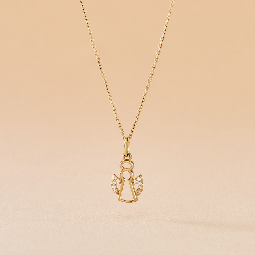 Pendentif Angel Or Jaune Oxyde De Zirconium - Pendentifs Bapt&ecirc;me Famille | Histoire d&rsquo;Or