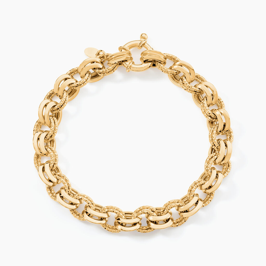 Bracelet Joice Maille Altern&eacute;e Et Godronne Or Jaune - Bracelets cha&icirc;ne Femme | Histoire d&rsquo;Or
