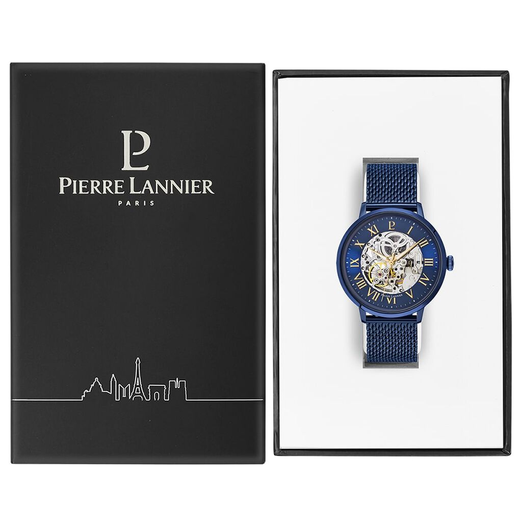 Montre Pierre Lannier Collection Automatique 42 Bleu - Montres Homme | Histoire d&rsquo;Or