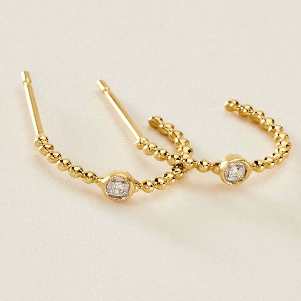 Cr&eacute;oles Pearly Effect Or Jaune Diamant - Boucles d'oreilles cr&eacute;oles Femme | Histoire d&rsquo;Or
