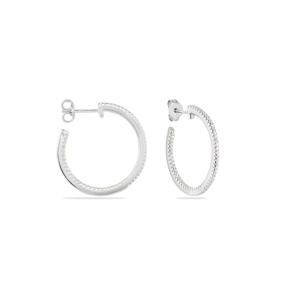 Cr&eacute;oles Argent Django Oxydes De Zirconium - Boucles d'oreilles cr&eacute;oles Femme | Histoire d&rsquo;Or