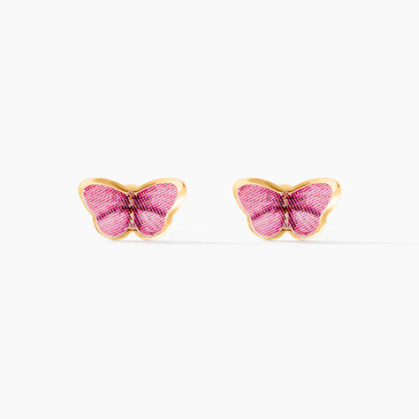 Boucles D'oreilles Puces Sulivia Papillon Or Jaune - Clous d'oreilles Enfant | Histoire d&rsquo;Or