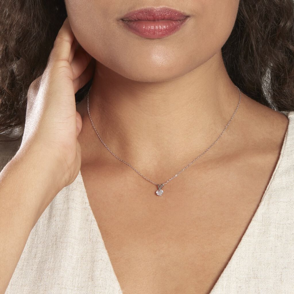 Pendentif Mabila Or Blanc Oxyde De Zirconium - Pendentifs Femme | Histoire d’Or