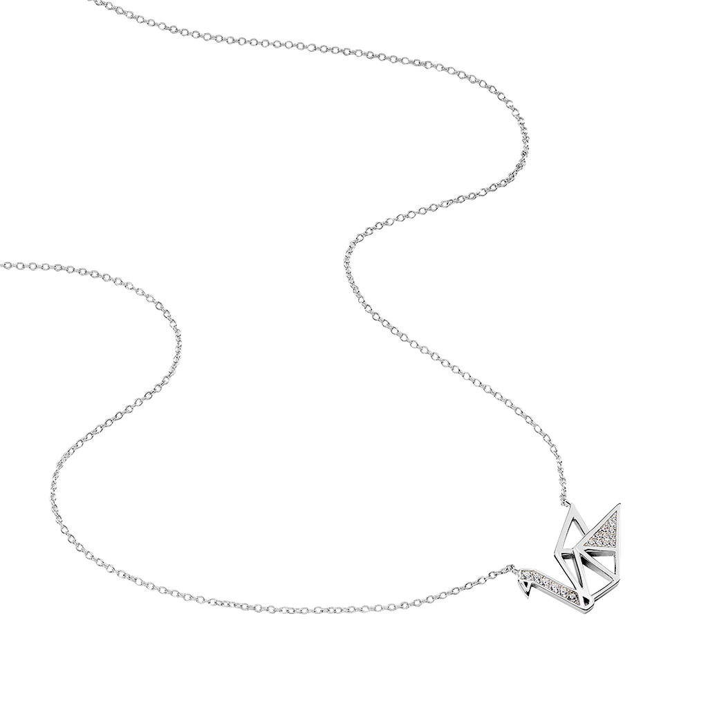 Collier Origami Argent Blanc Oxyde De Zirconium - Colliers fantaisie Femme | Histoire d&rsquo;Or