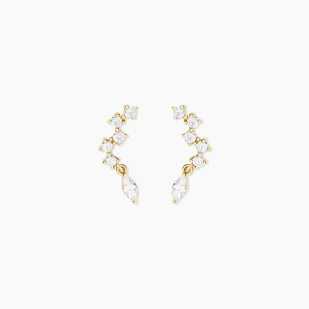 Boucles D'Oreilles Puces Sparkle Or Jaune Oxyde De Zirconium - Clous d'oreilles Femme | Histoire d&rsquo;Or