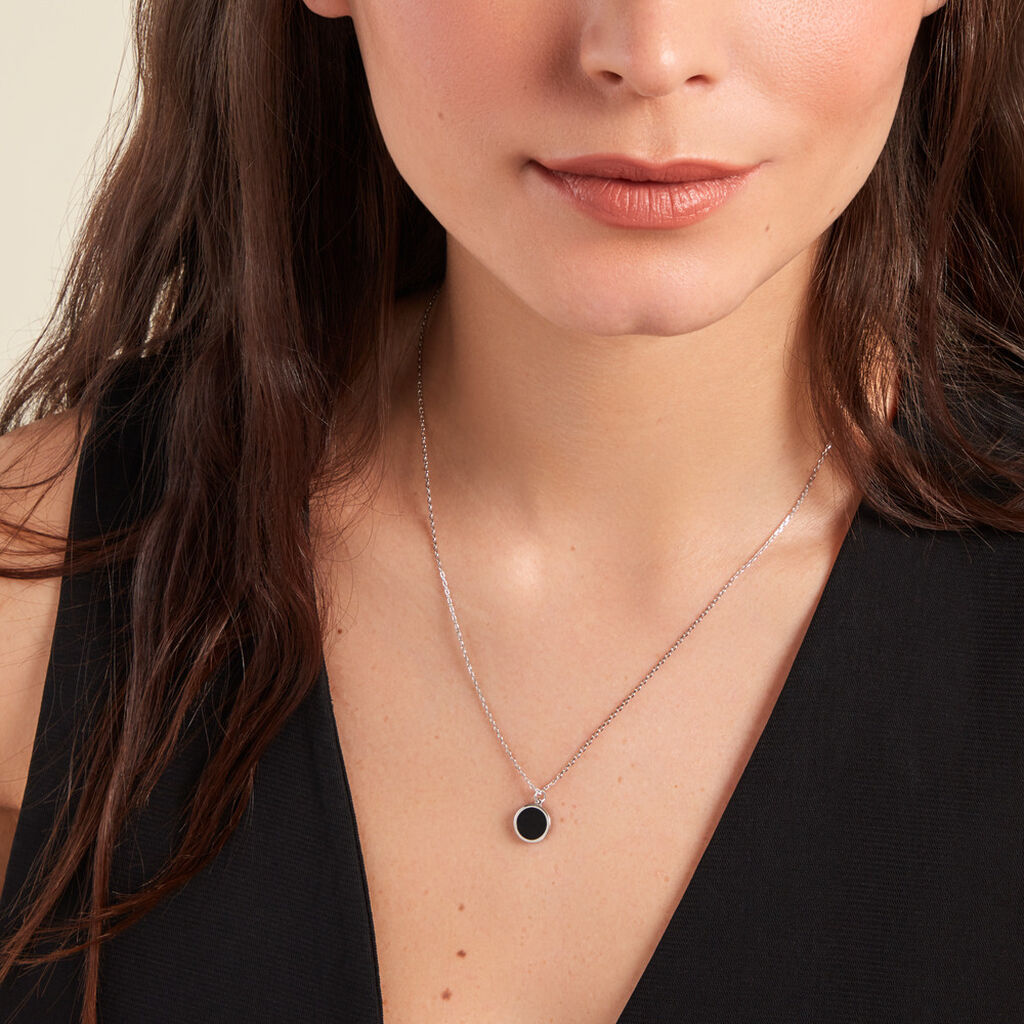 Collier Reversible Argent Blanc Malachite Onyx - Colliers fantaisie Femme | Histoire d’Or