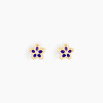 Boucles D'oreilles Puces Fleur Email Or Jaune - Clous d'oreilles Enfant | Histoire d&rsquo;Or