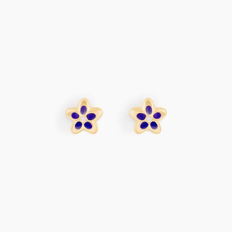 Boucles D'oreilles Puces Fleur Email Or Jaune - Clous d'oreilles Enfant | Histoire d&rsquo;Or