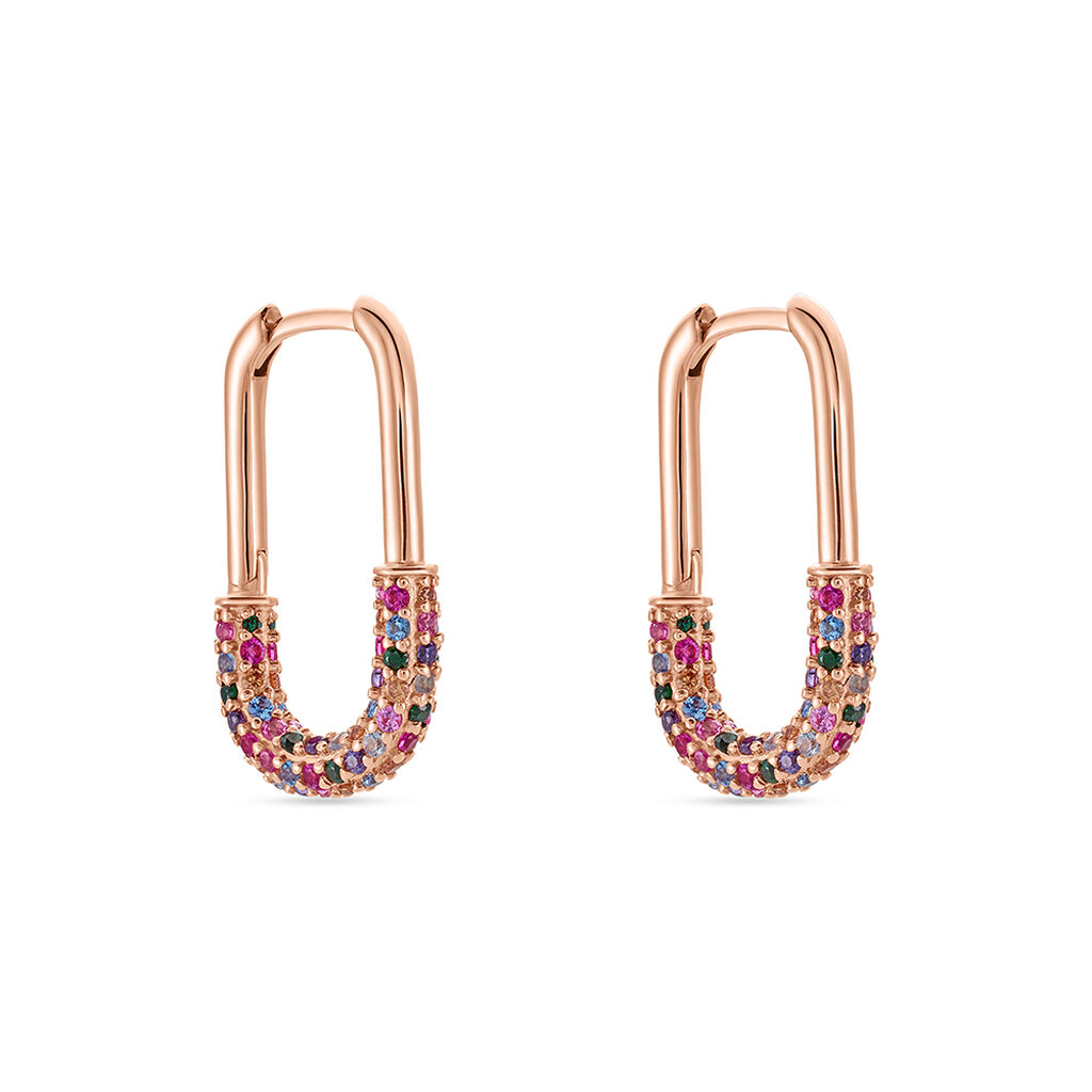 Cr&eacute;oles Urban Call Argent Rose Pierre De Synthese Oxyde De Zirconium - Boucles d'oreilles cr&eacute;oles Femme | Histoire d&rsquo;Or