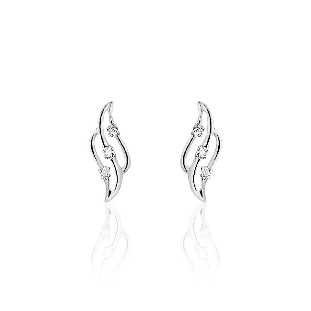 Boucles D'oreilles Puces Marnie Or Blanc Diamant - Boucles d'oreilles pendantes Femme | Histoire d’Or