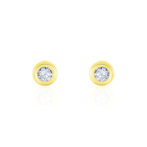 Boucles D'oreilles Puces Eden Serti Pneu Or Jaune Oxyde De Zirconium - Clous d'oreilles Femme | Histoire d’Or