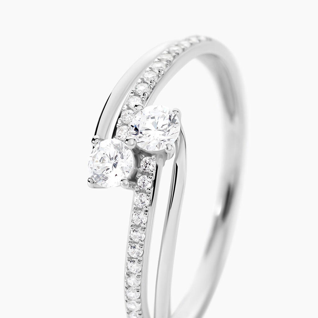 Bague Clarina Or Blanc Oxyde De Zirconium - Bagues avec pierre Femme | Histoire d&rsquo;Or