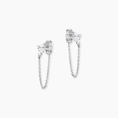 Boucles D'Oreilles Pendantes Eclat d'Aurore Argent Blanc Oxyde De Zirconium - Boucles d'oreilles fantaisie Femme | Histoire d&rsquo;Or