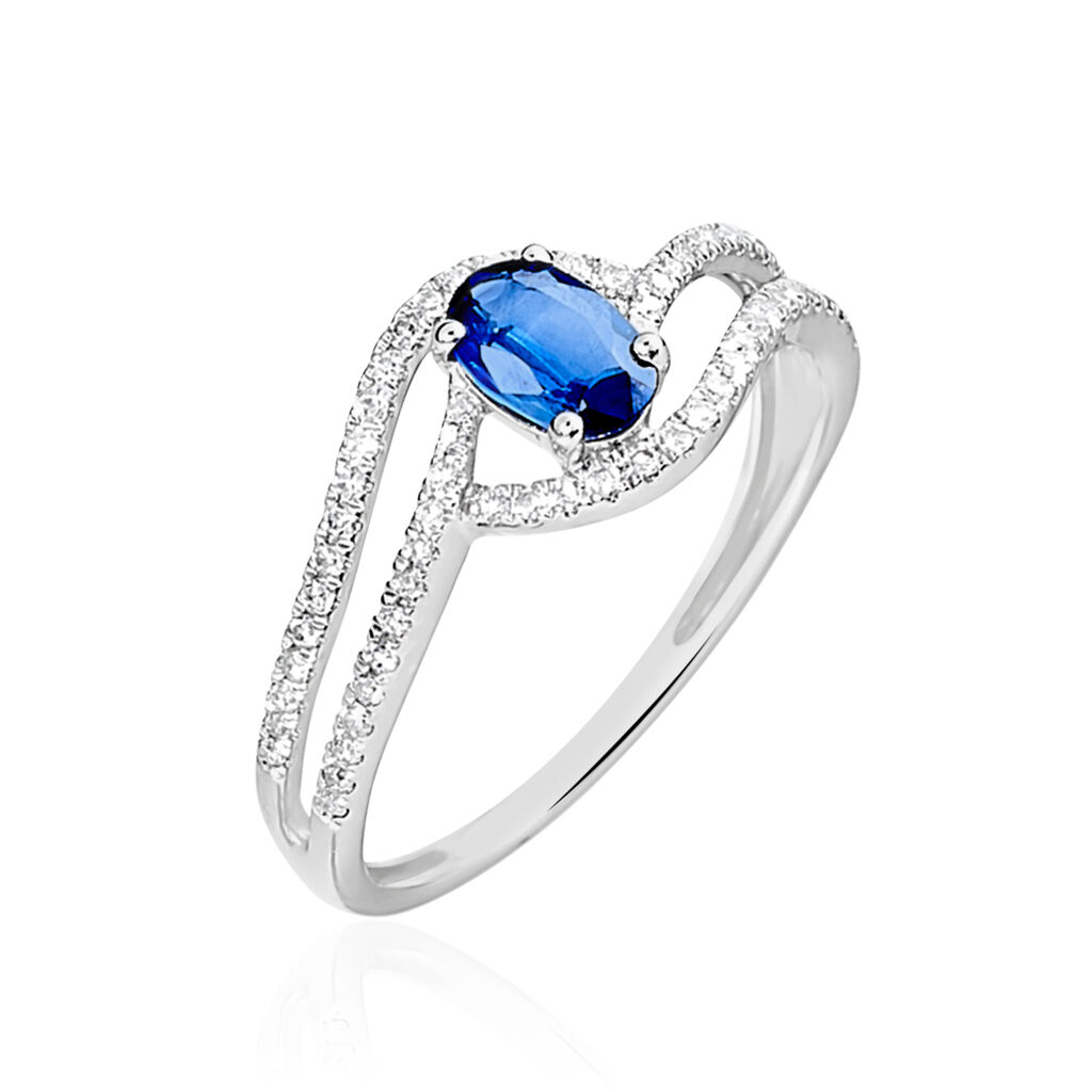 Bague Lyna Or Blanc Saphir Et Diamant - Bagues solitaires Femme | Histoire d&rsquo;Or