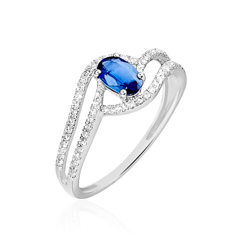 Bague Lyna Or Blanc Saphir Et Diamant - Bagues solitaires Femme | Histoire d&rsquo;Or