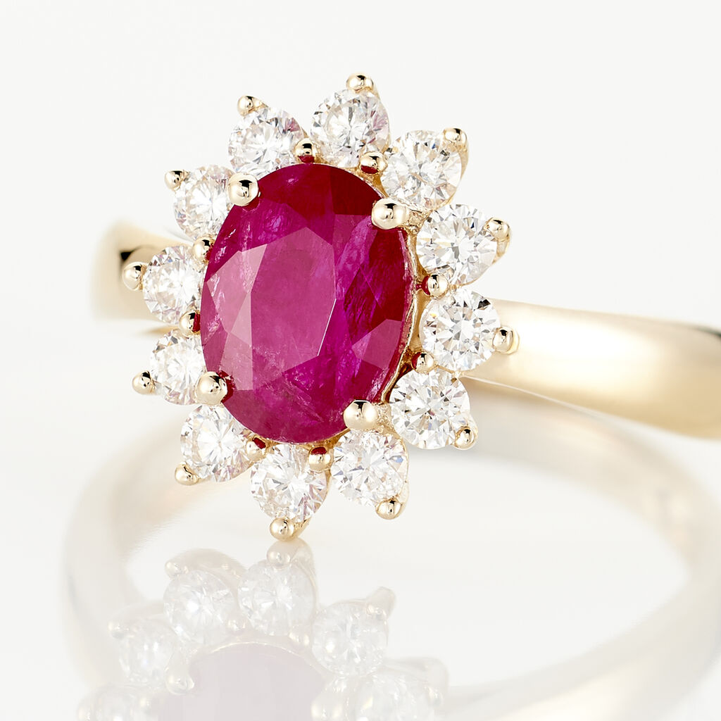 Bague Or Jaune Rubis Diamants - Bagues solitaires Femme | Histoire d’Or