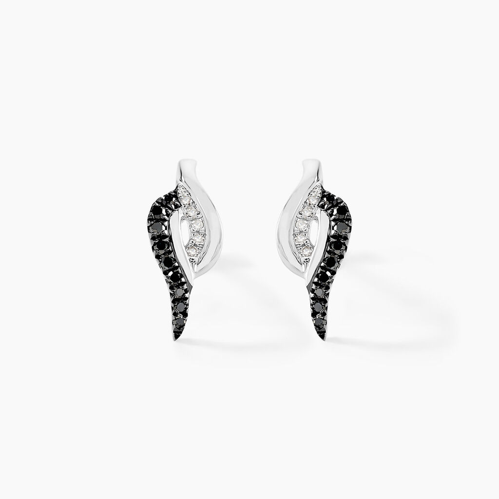 Boucles D'oreilles Puces Sculptural Or Blanc Diamant - Clous d'oreilles Femme | Histoire d’Or