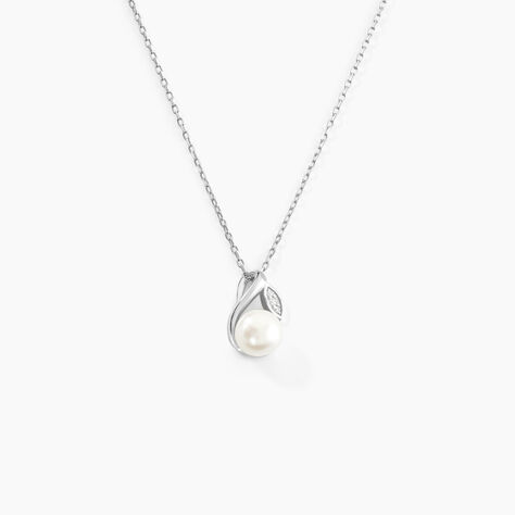 Collier Mesmin Argent Blanc Perle De Culture Et Oxyde De Zirconium - Colliers fantaisie Femme | Histoire d’Or