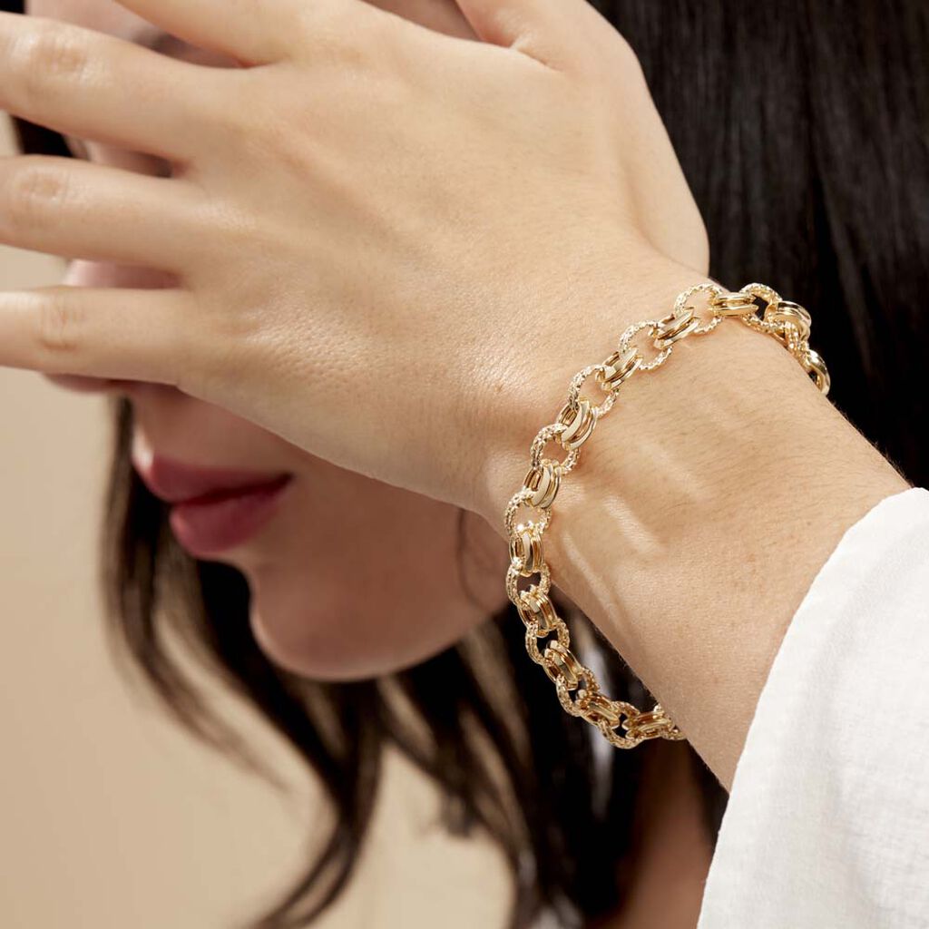 Bracelet Joice Maille Alternée Et Godronne Or Jaune - Bracelets chaîne Femme | Histoire d’Or