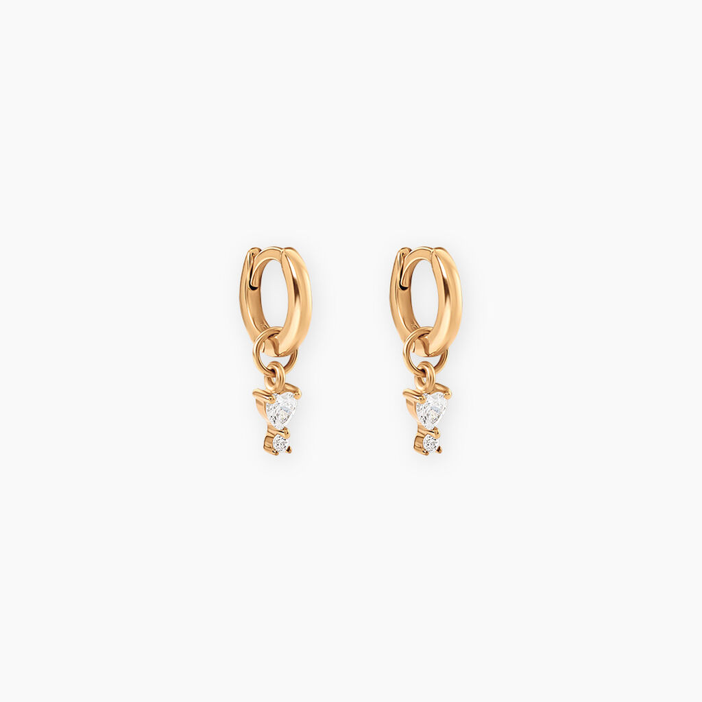 Cr&eacute;oles Natty Plaqu&eacute; Or Jaune Oxyde De Zirconium - Boucles d'oreilles cr&eacute;oles Femme | Histoire d&rsquo;Or