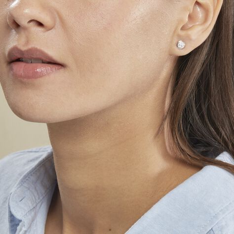 Boucles D'oreilles Puces Edmee Cercle 0 Or Rose Strass - Clous d'oreilles Femme | Histoire d’Or