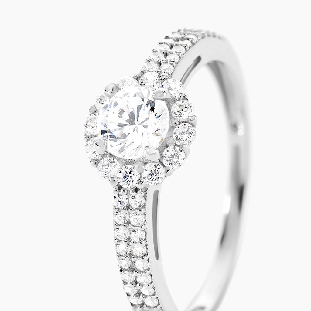 Bague Solitaire Fathima Or Blanc Oxyde De Zirconium - Bagues solitaires Femme | Histoire d&rsquo;Or