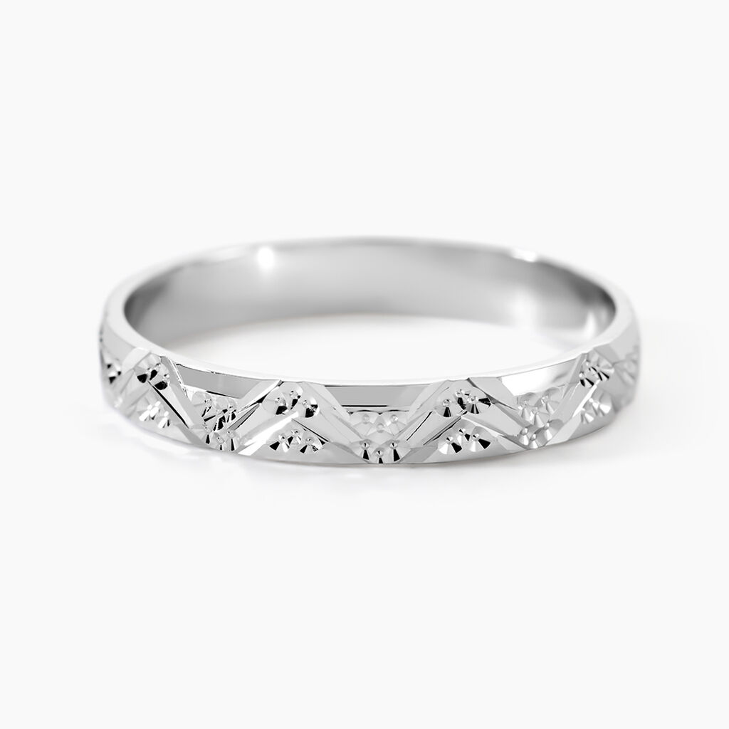 Alliance Clotilde Ruban Plat Or Blanc - Alliances Unisex | Histoire d&rsquo;Or
